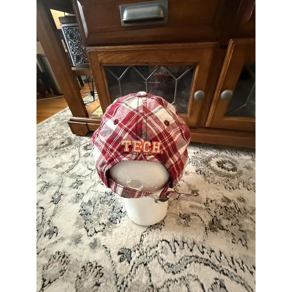 Virginia Tech Hokies VT Cotton Adjustable Hat Cap NCAA Plaid Print EUC
